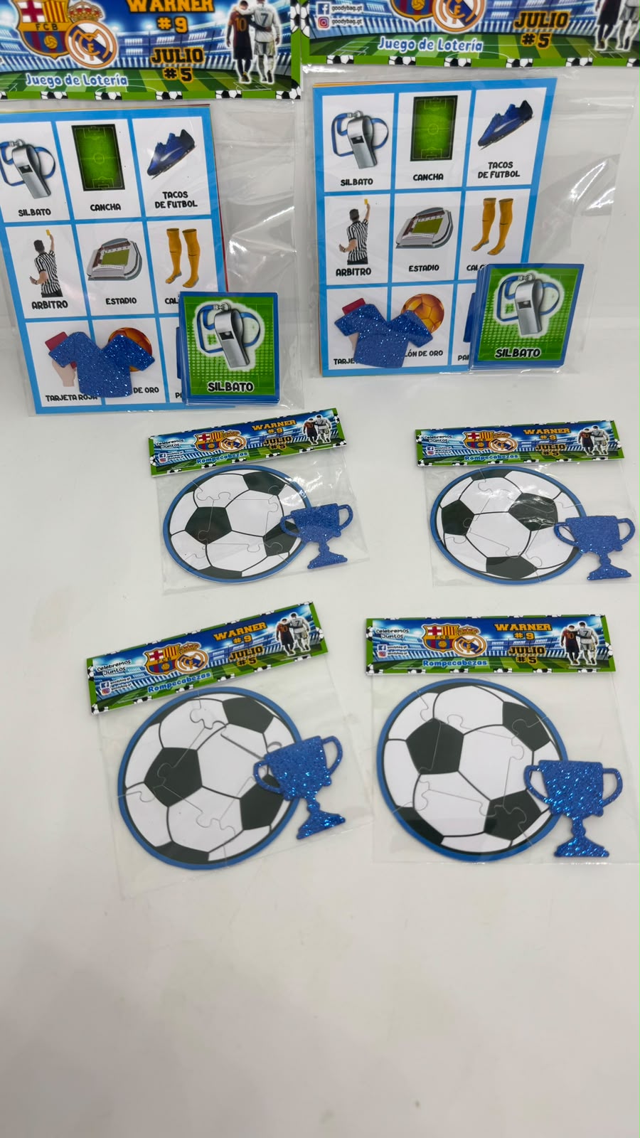 Juegos personalizados con temática de fútbol
